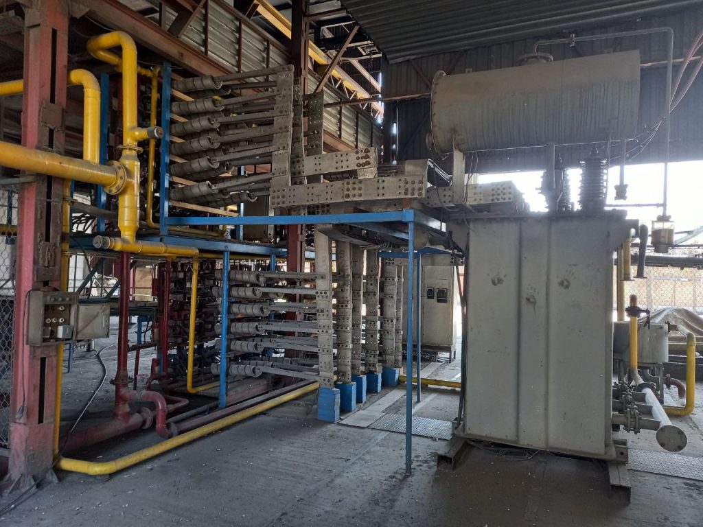 Partial view of electrical assembly of DC-EAF